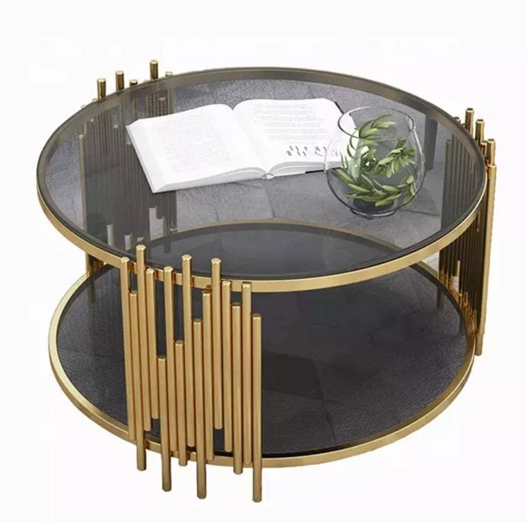 gold glass circle coffee table